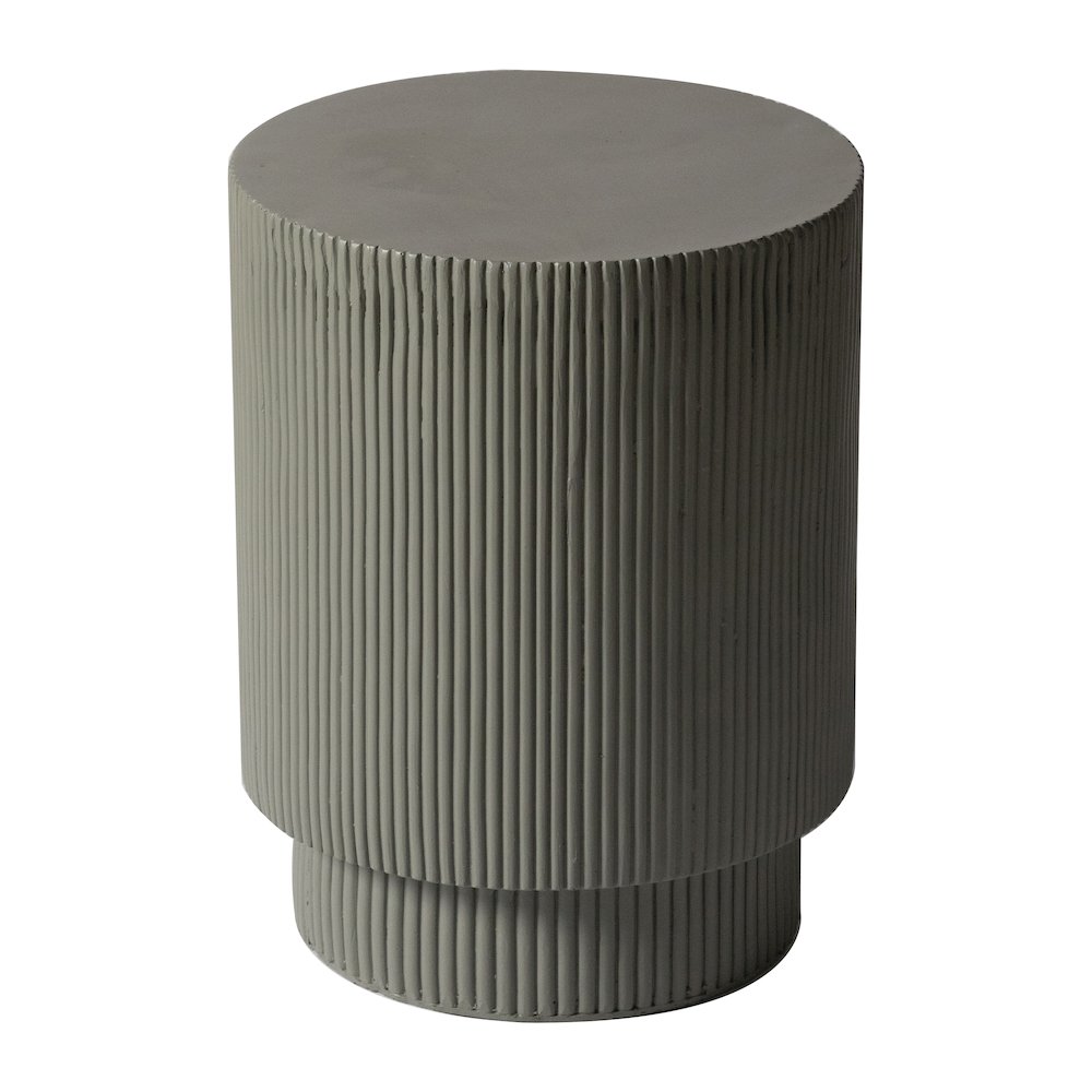 Eden Collection Fiberglass Outdoor Side Table in Grey. Picture 9