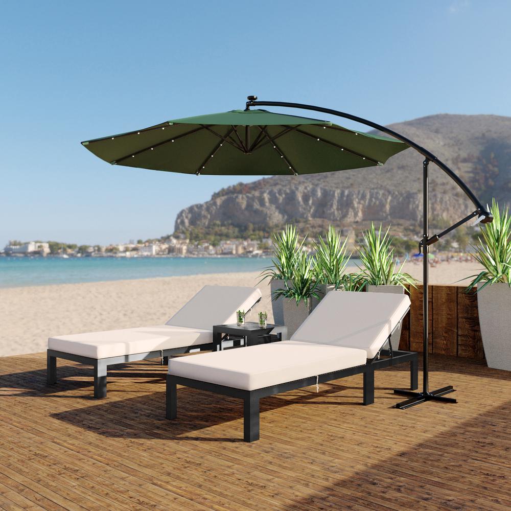 Outdoor 10 Ft Offset Cantilever Hanging Patio Umbrella With Solar Powered LED. Picture 18