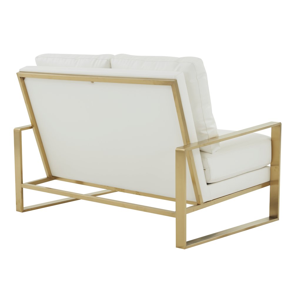 Jefferson - Leather Loveseat - Gold Frame - White. Picture 5