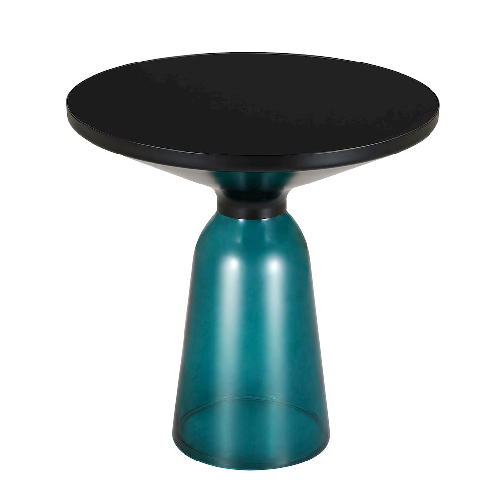 Tully Collection Glass side Table Blue glass, Black Rim with Black Glass top. Picture 1