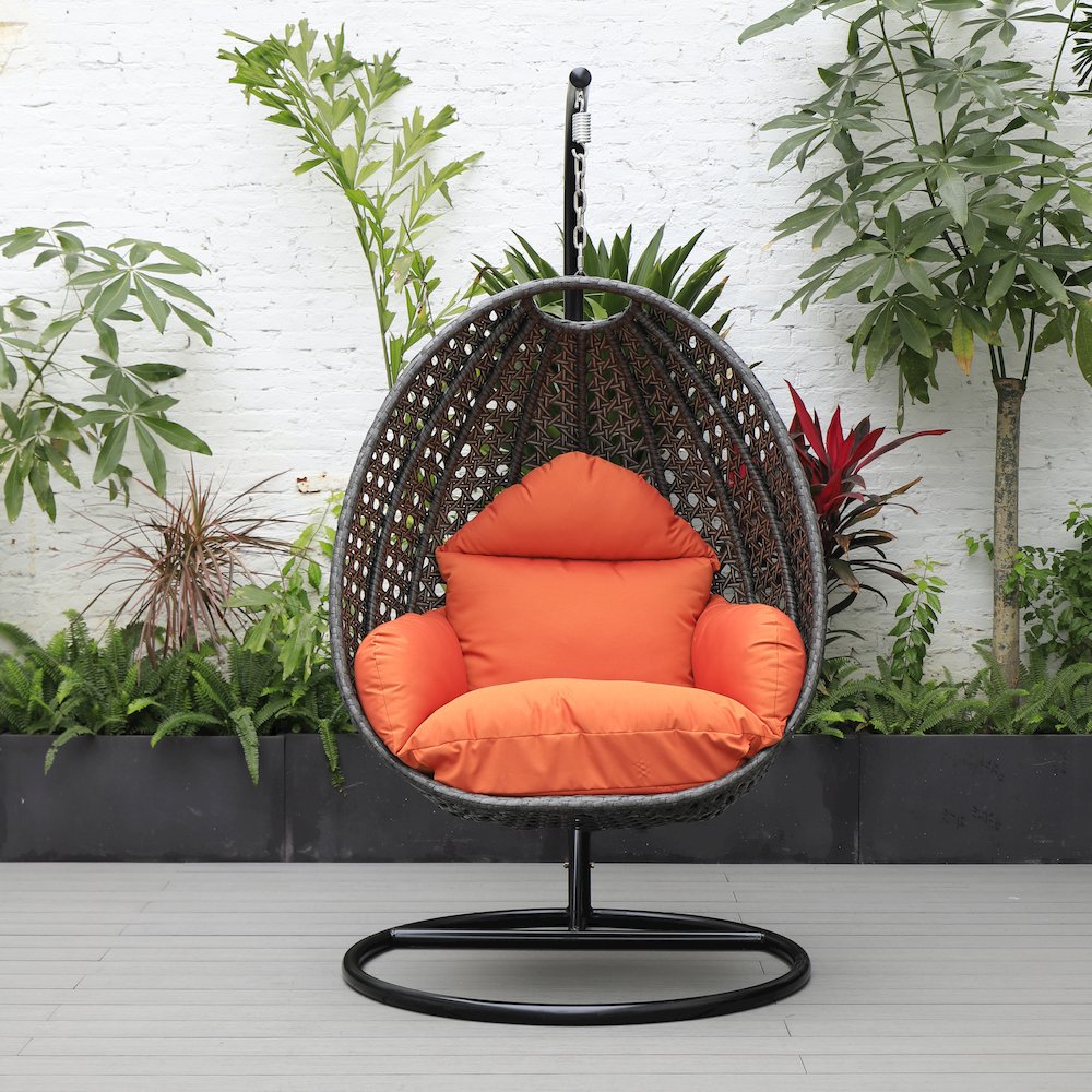 Charcoal Wicker Hanging Egg Swing Chair. Picture 4