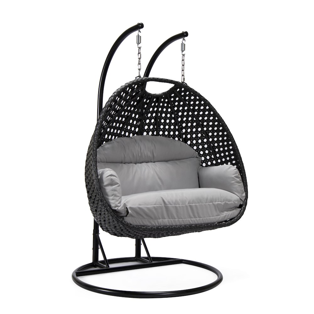 Mendoza Charcoal Wicker Hanging 2 person Egg Swing Chair. Picture 1