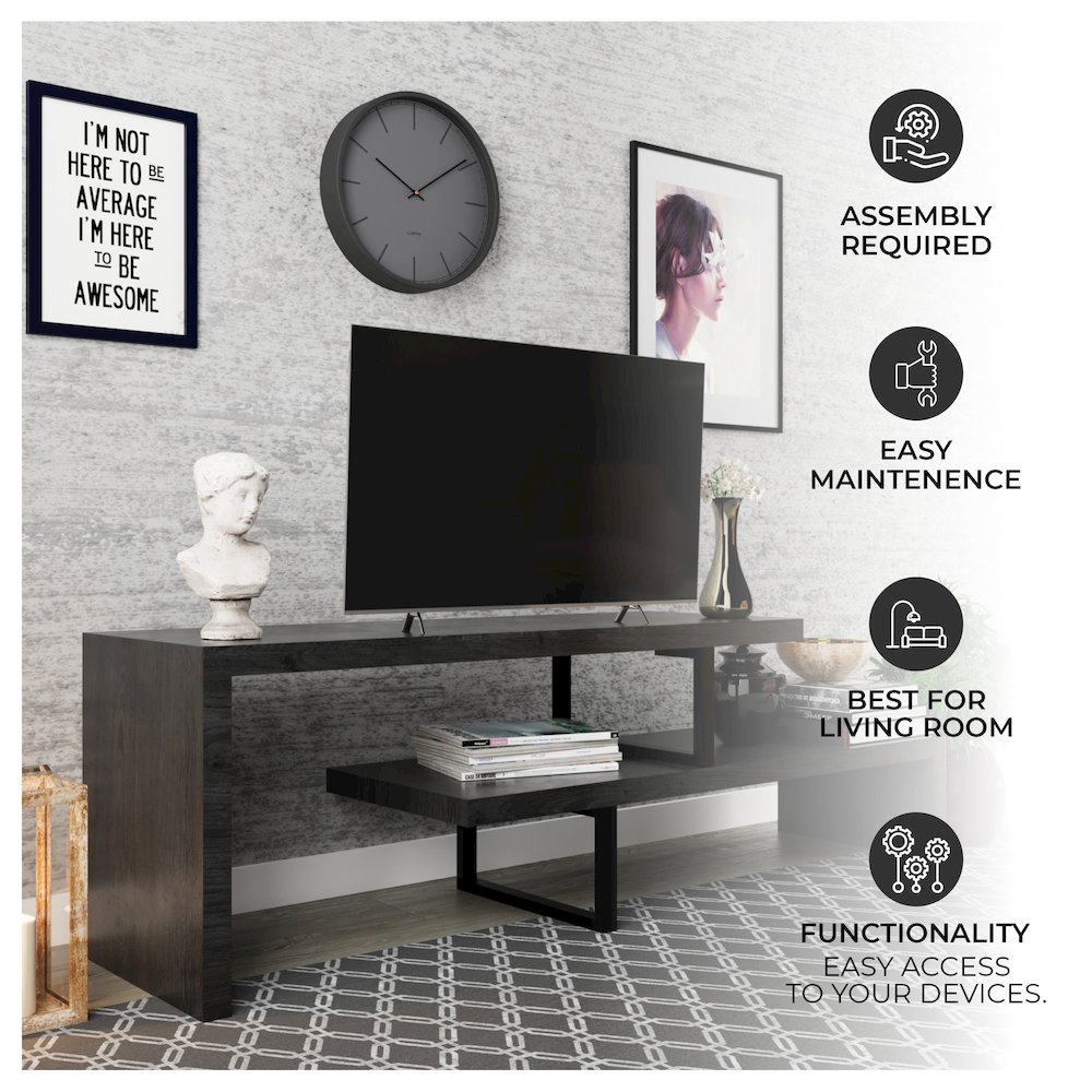 Orford Mid-Century Modern TV Stand in Phantom Grey. Picture 15