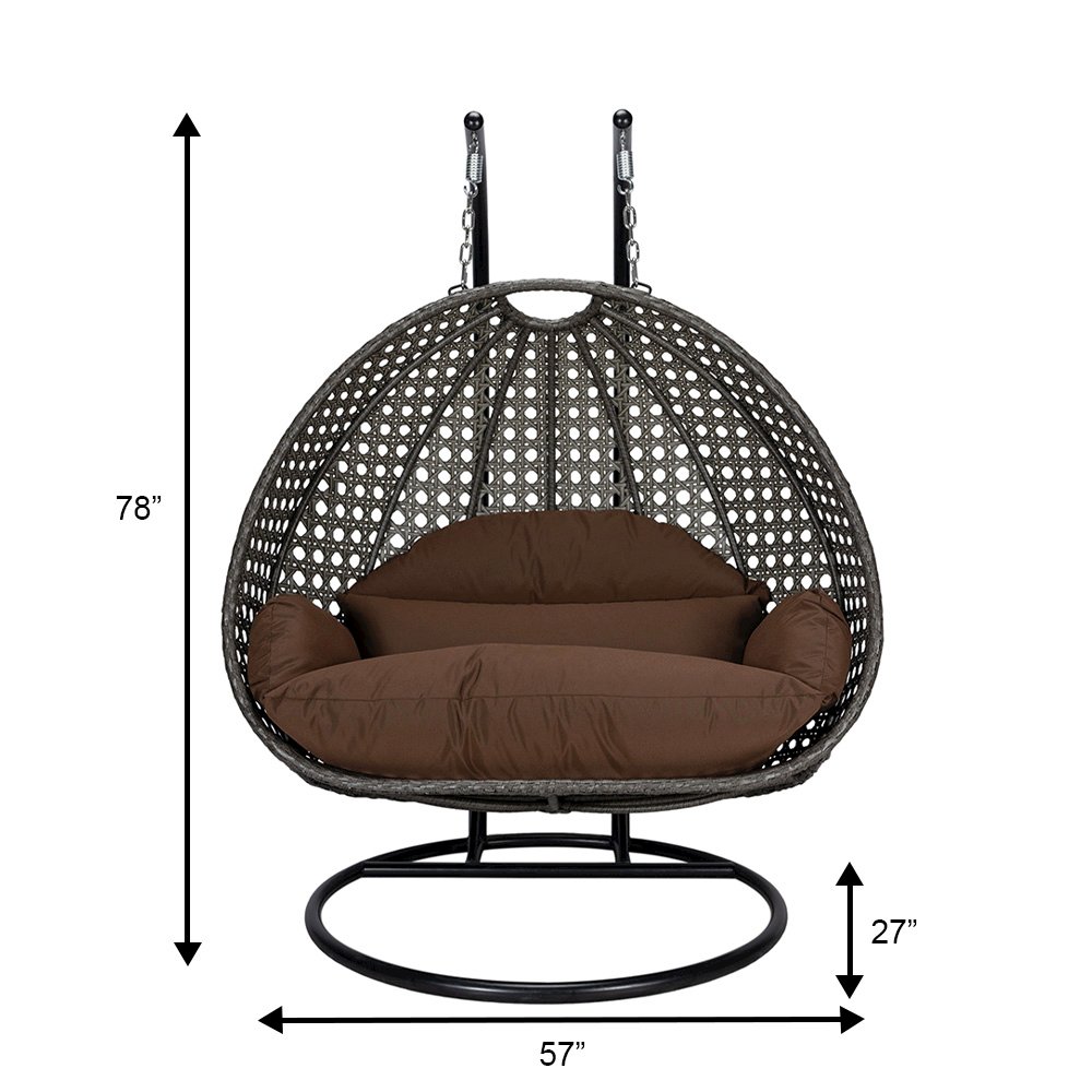 Charcoal Wicker Hanging 2 person Egg Swing Chair. Picture 10