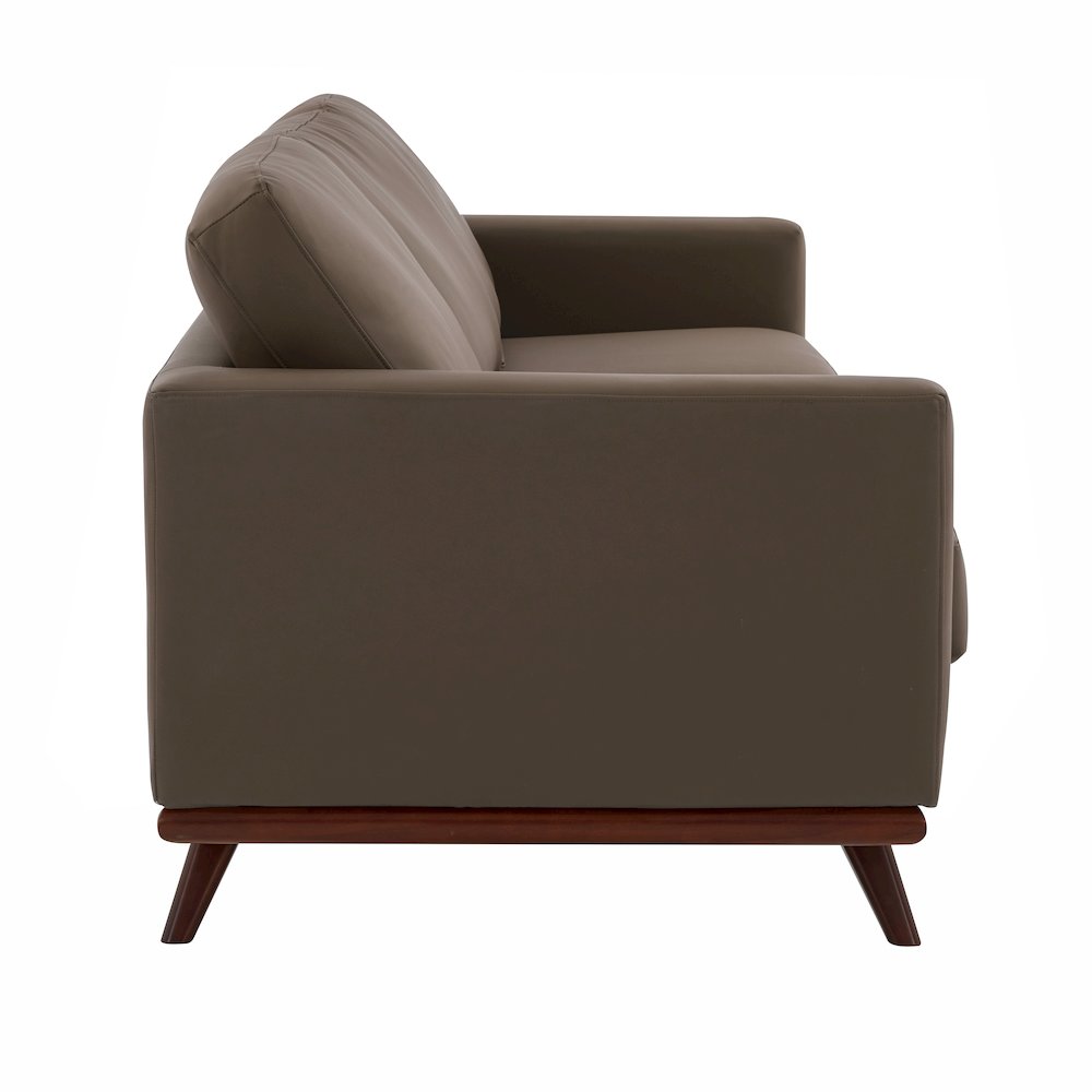 Chester Modern Faux Sofa in Taupe Leather. Picture 8