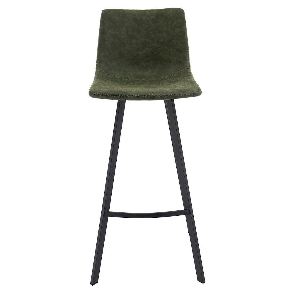 Elland Modern Upholstered Leather Bar Stool With Iron Legs & Footrest. Picture 3