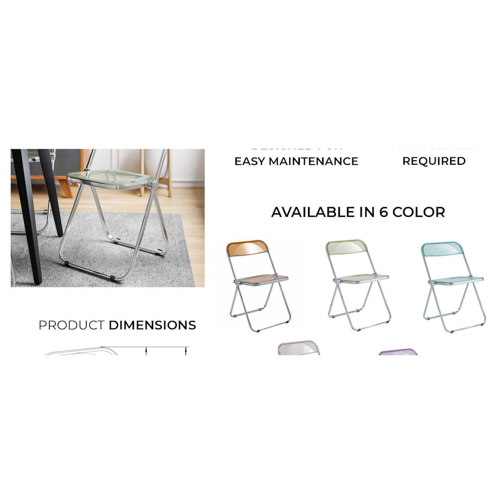 Lawrence Acrylic Folding Chair With Metal Frame. Picture 21