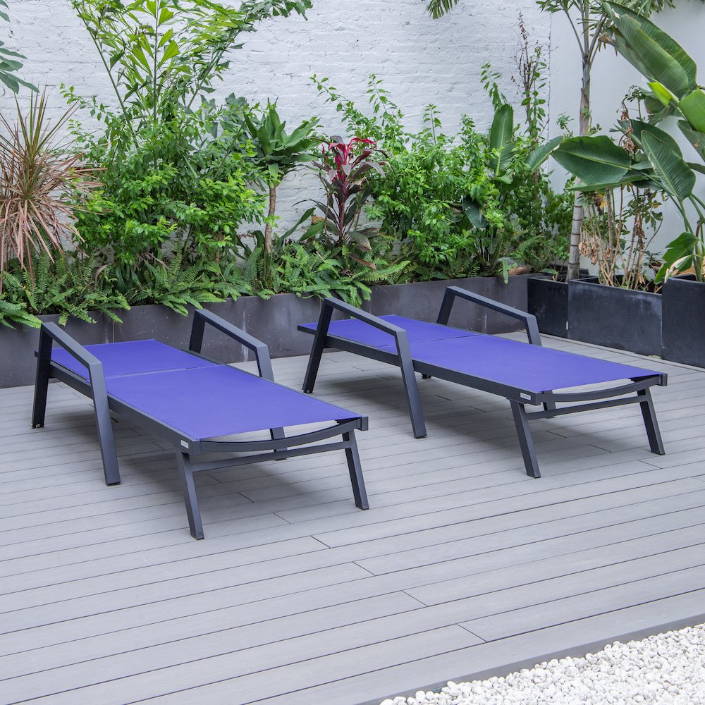 Marlin Patio Chaise Lounge Chair in Navy Blue. Picture 4