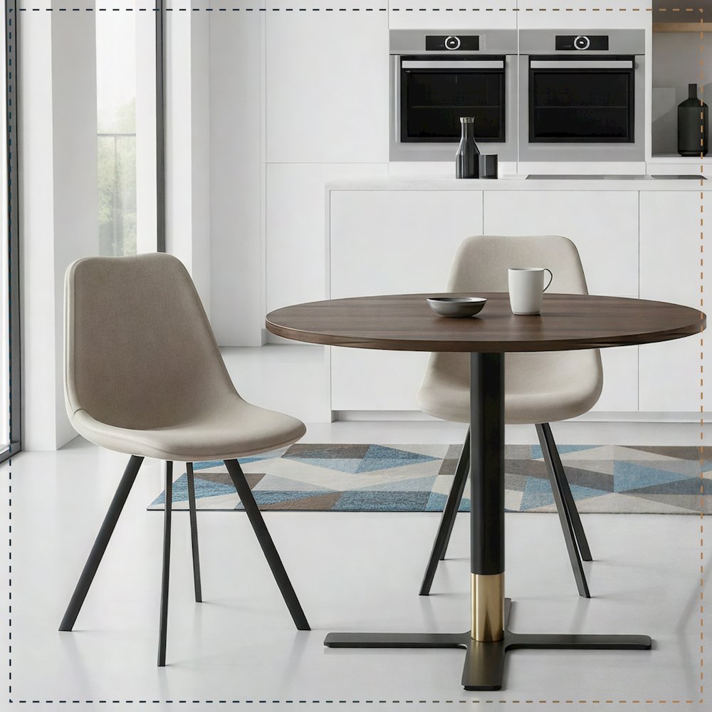 Markley Modern Leather Dining Chair With Metal Legs, Light Grey. Picture 11