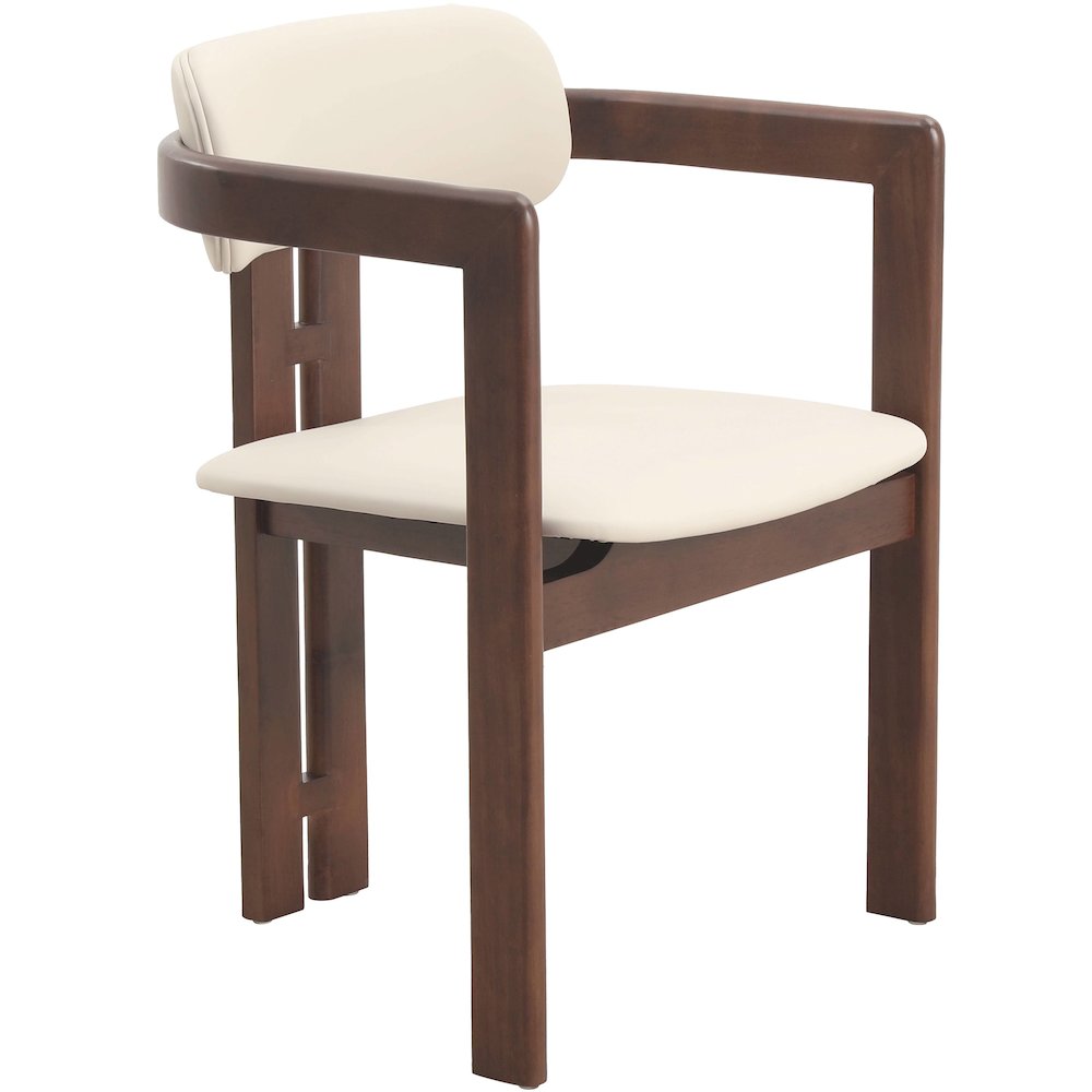Velo Series Modern Dining Chair in Walnut Color Wood with Toupe Seat. Picture 2