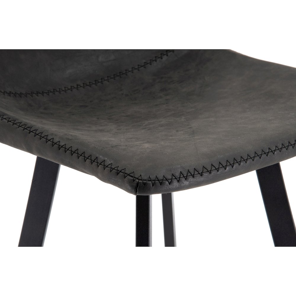 Elland Modern Upholstered Leather Bar Stool With Iron Legs & Footrest. Picture 6