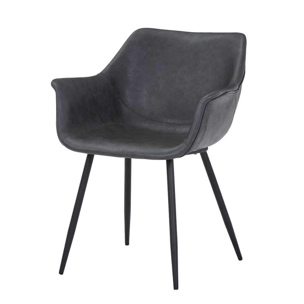 Markley Modern Leather Dining Arm Chair With Metal Legs. Picture 10