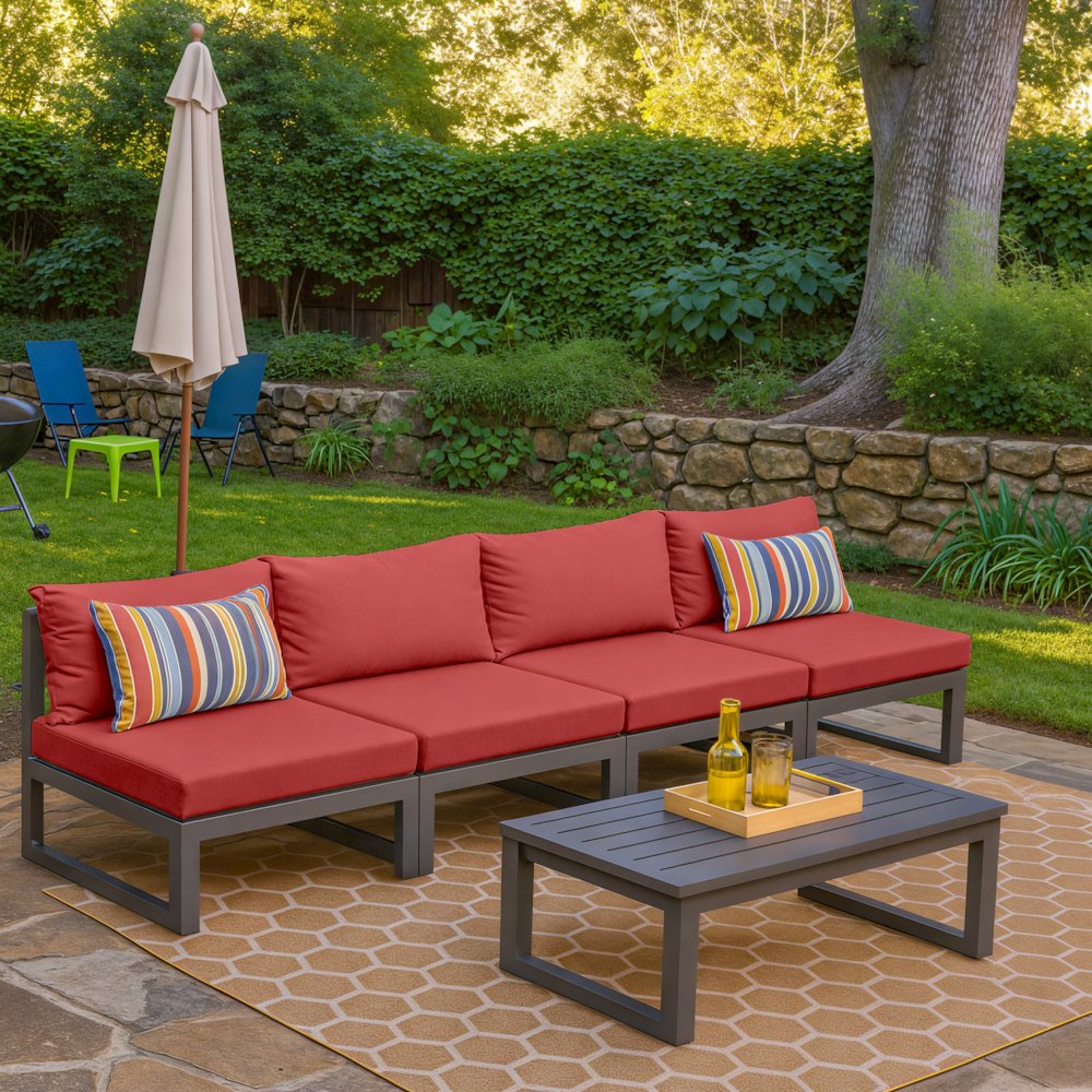 Chelsea 4-Piece Middle Patio Chairs Black Aluminum With Cushions. Picture 13