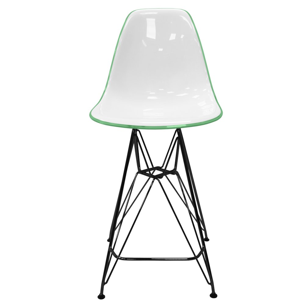 Modern Acrylic Bar stool Cresco Collection Black Base with White/Green seat. Picture 30