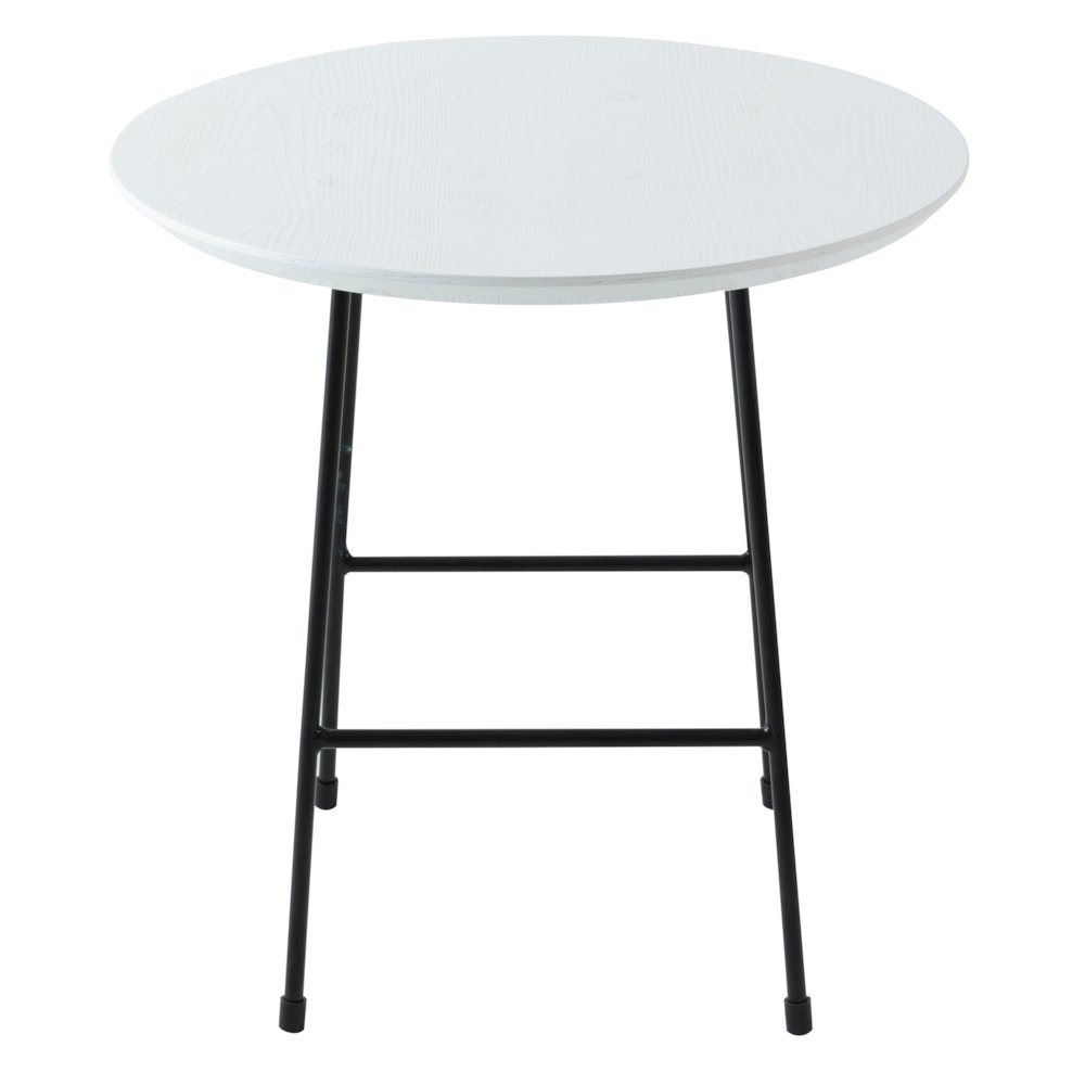 Rossmore Mid Century Modern Round Side Table With Black Steel Frame. Picture 21
