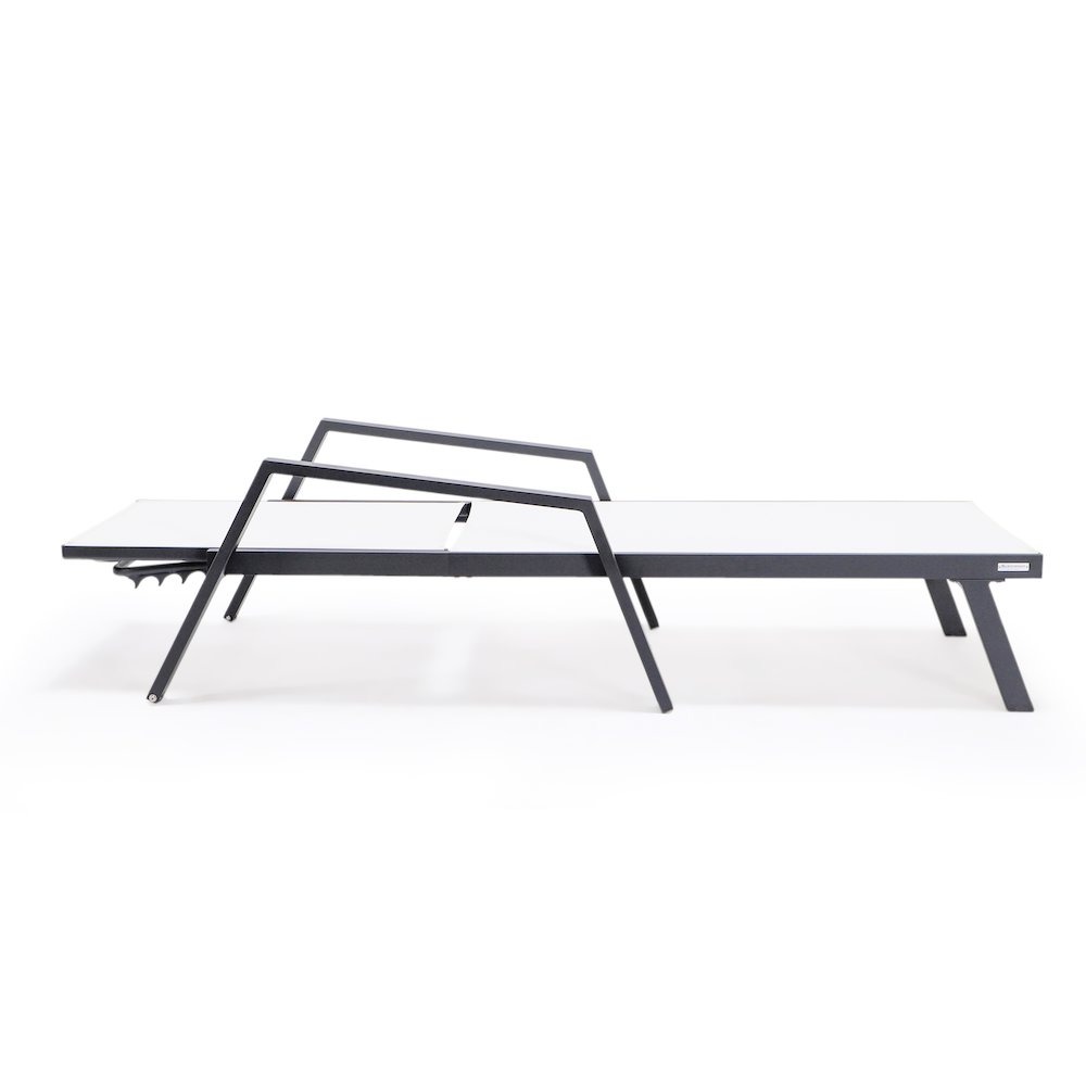 Marlin Patio Chaise Lounge Chair With Armrests in Black Aluminum Frame. Picture 9