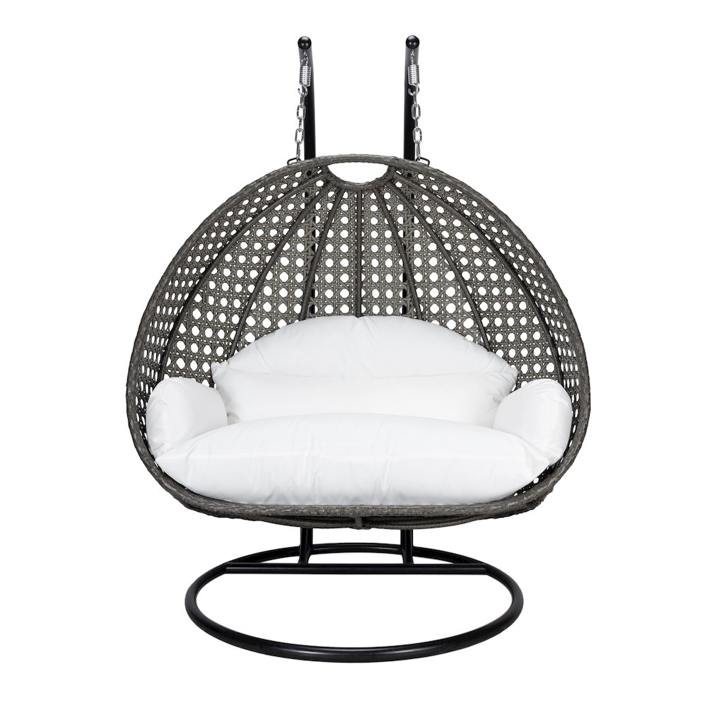 Charcoal Wicker Hanging 2 person Egg Swing Chair. Picture 5