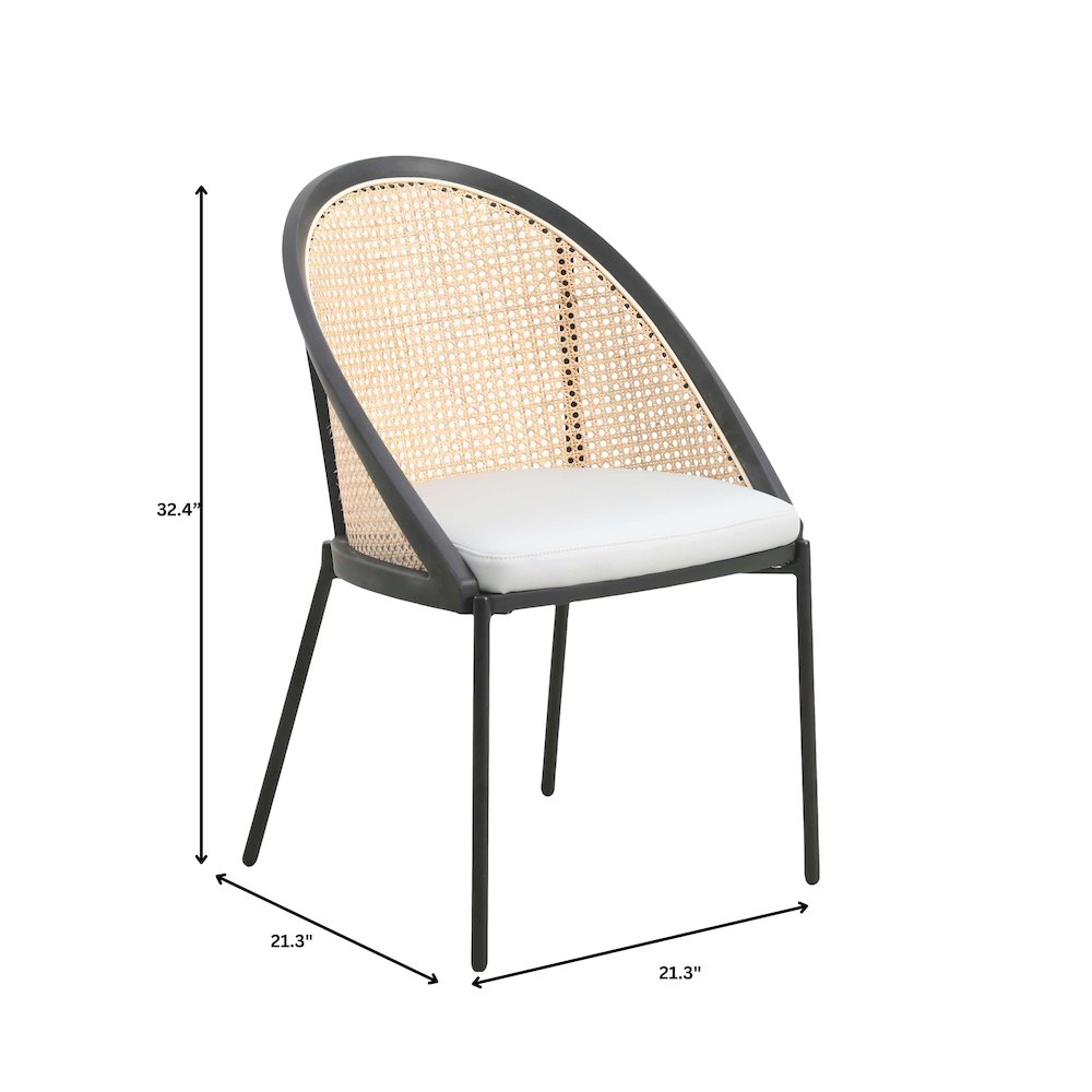 Urbane Collection Modern Dining Chair With Wicker back in Light Grey - Set of 4. Picture 8