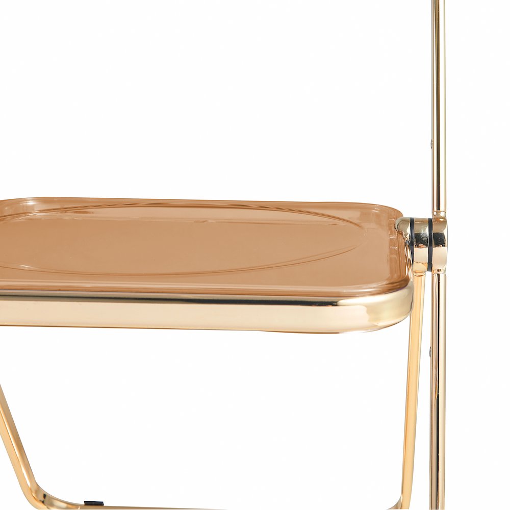 Lawrence Acrylic Folding Chair With Gold Metal Frame. Picture 17