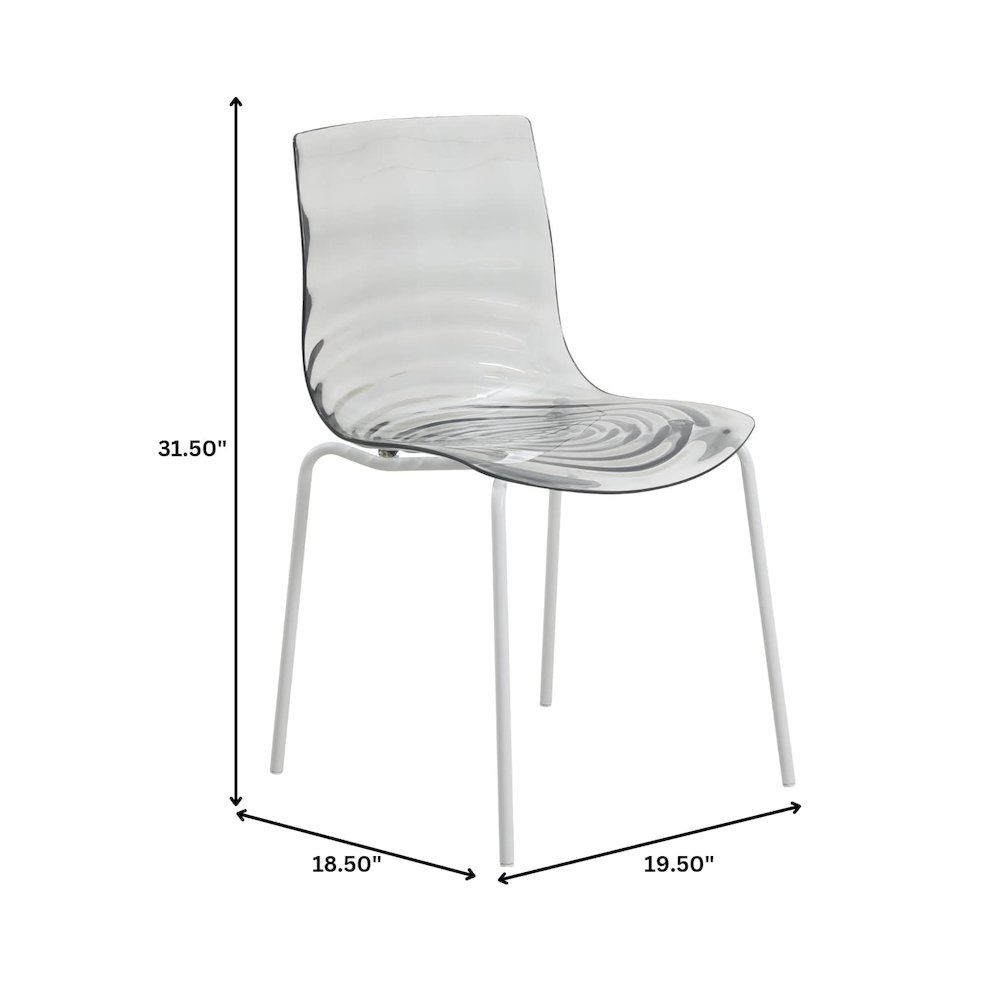 Astor Water Ripple Design Dining Chair in White Base Trans Black Seat. Picture 1