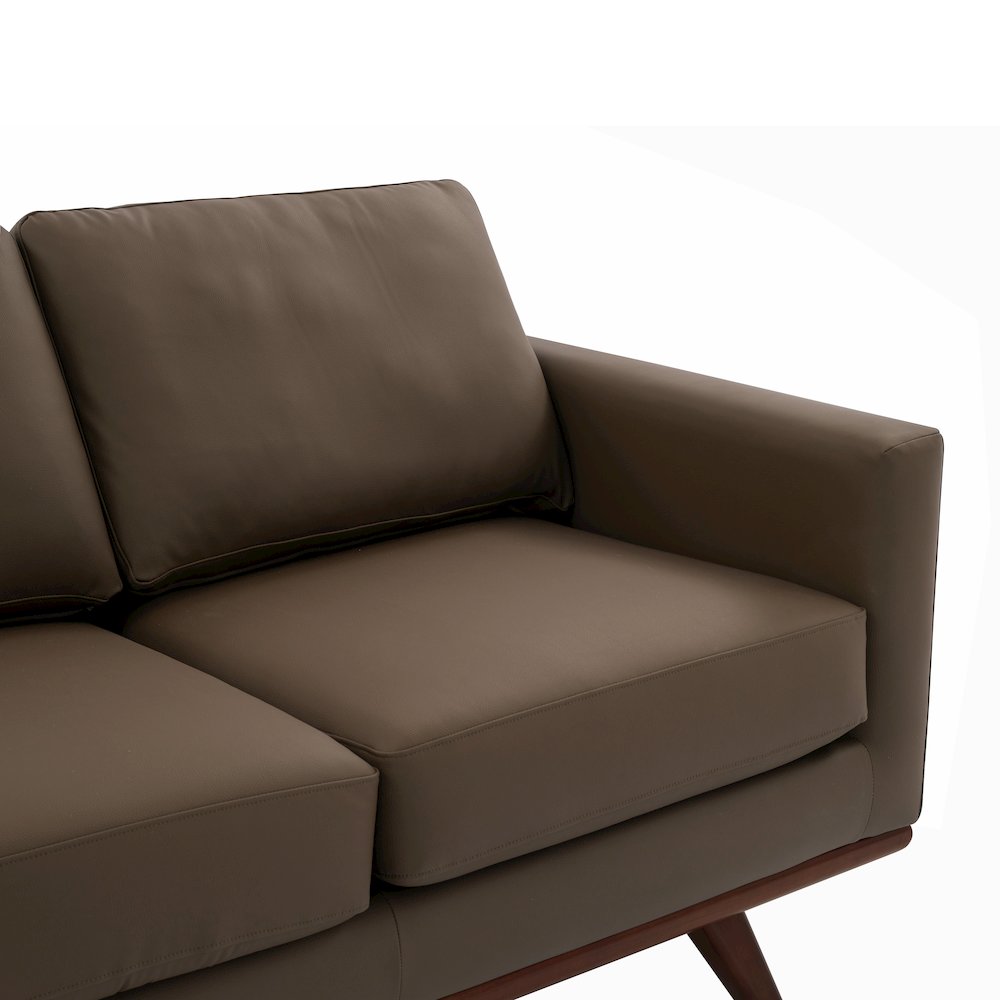 Chester Modern Faux Sofa in Taupe Leather. Picture 1