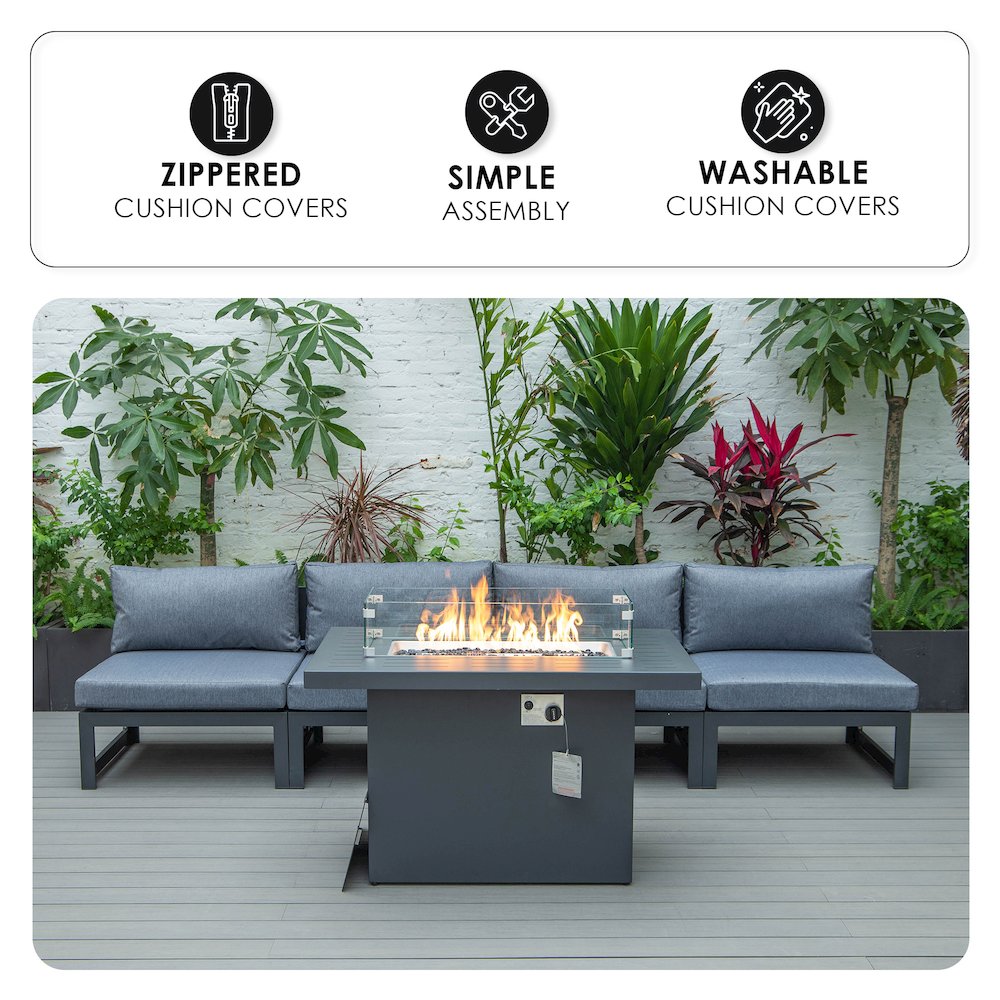 Chelsea 5-Piece Middle Patio Chairs and Fire Pit Table. Picture 3