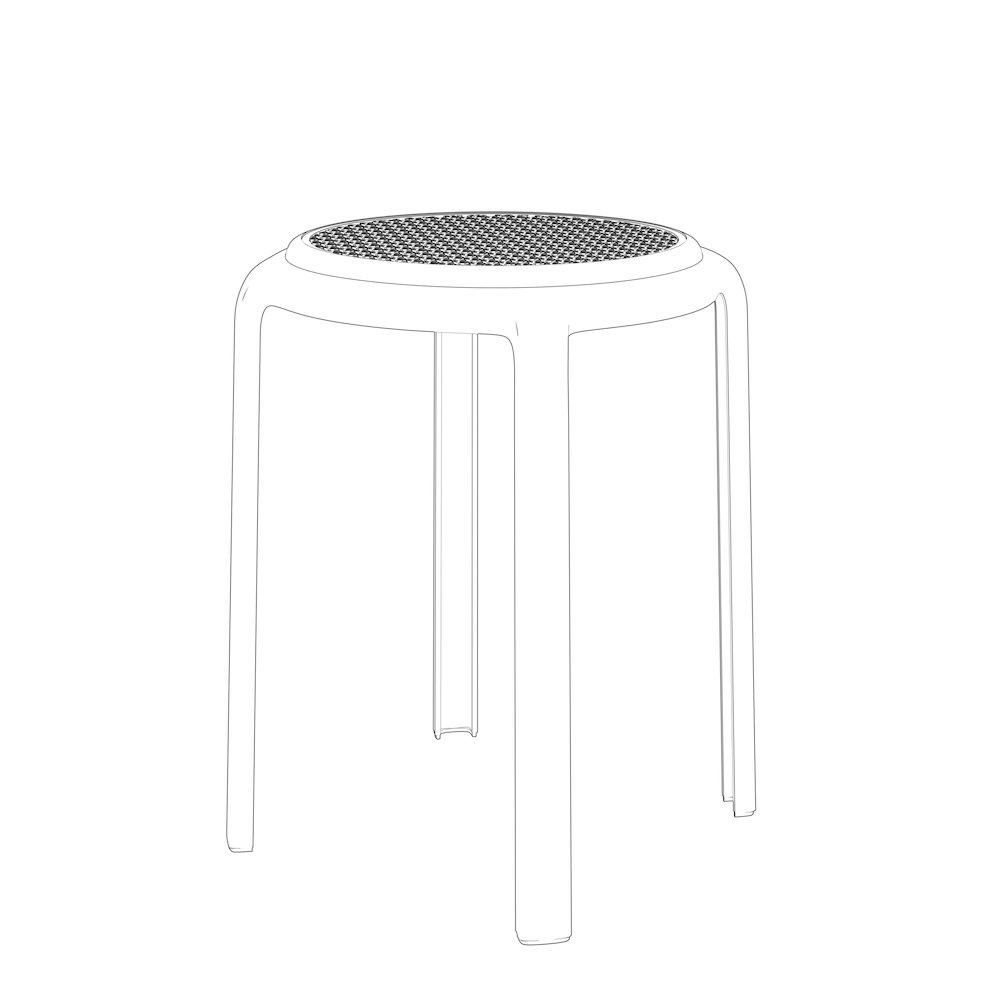 Tresse Series Stackable Round Poly Stool With Wicker Top 13 in Green. Picture 7