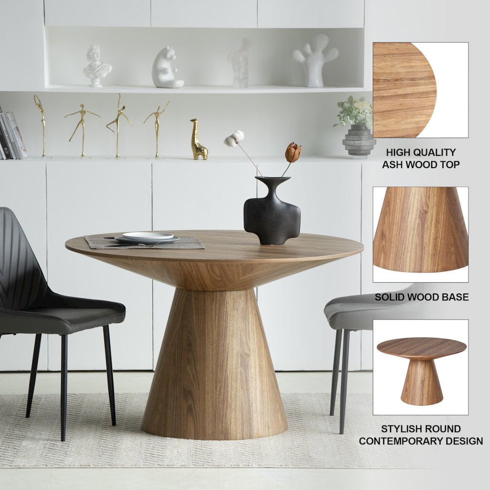 Fynix Collection Modern Dining Table In Natural Wood. Picture 4