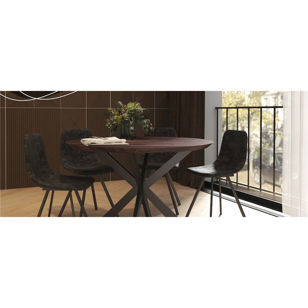 Markley Modern Leather Dining Chair With Metal Legs. Picture 47