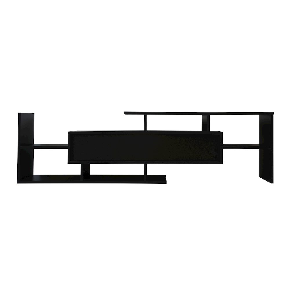 Surrey Modern TV Stand with MDF Shelves and Bookcase in Ebony. Picture 18