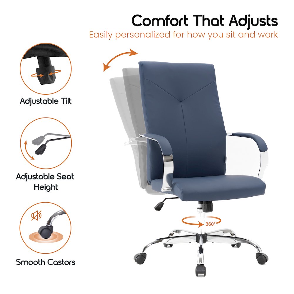 Sonora Modern High-Back Leather Office Chair. Picture 9