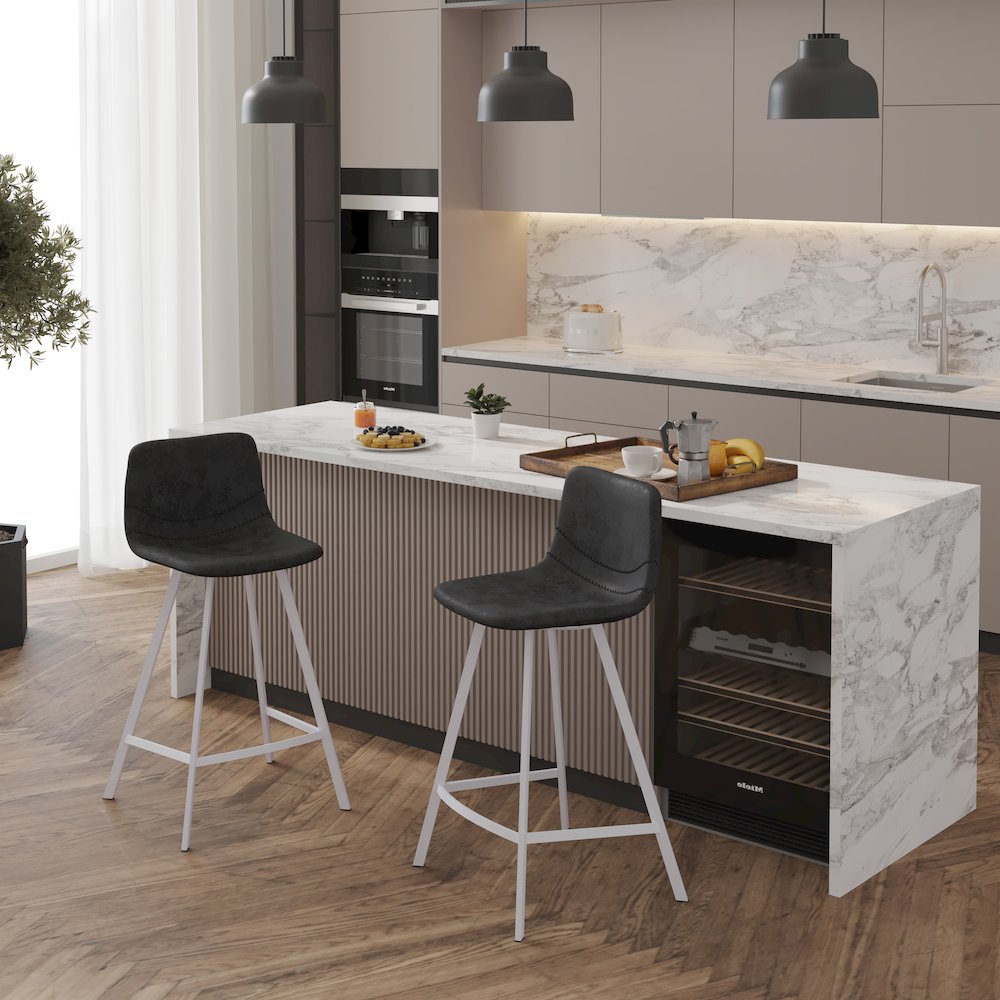 Elland - Counter stool -White Base-Charcoal Black. Picture 14