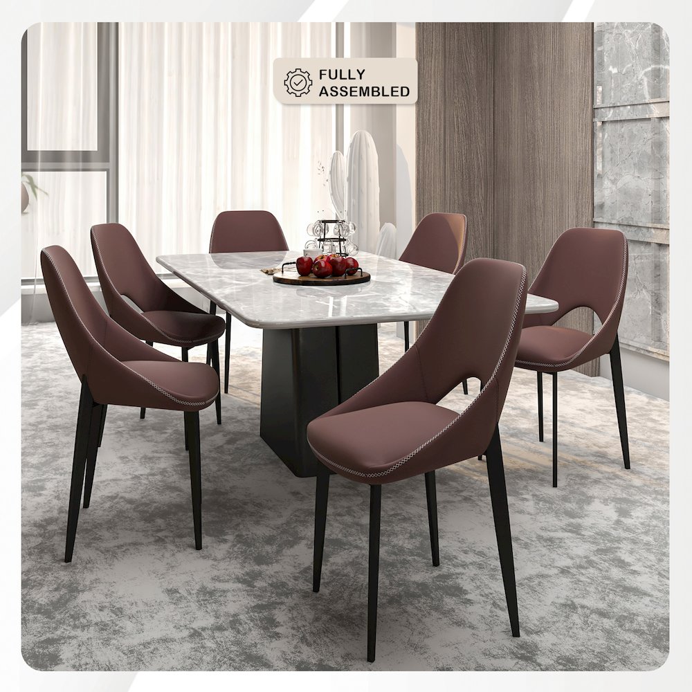 Amalfi Collection Fabric Modern Dining Chair in Plum Purple. Picture 10