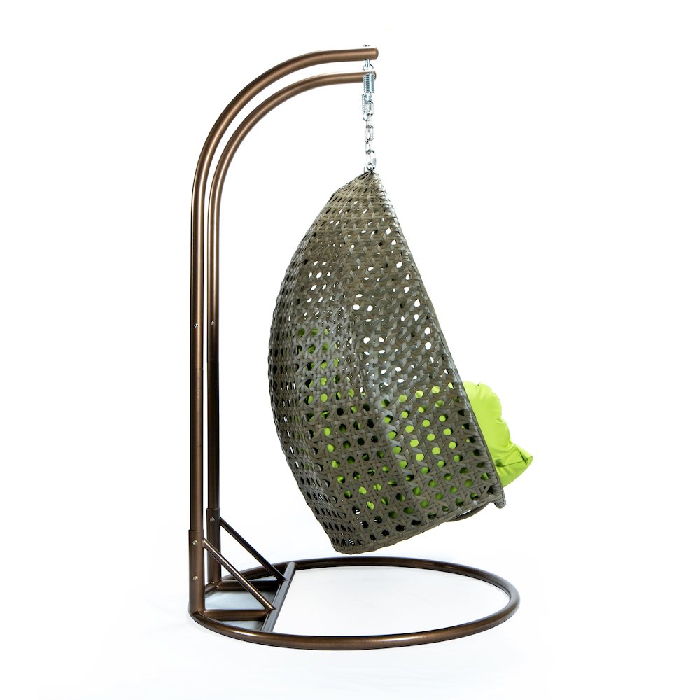 Beige Wicker Hanging 2 person Egg Swing Chair. Picture 3