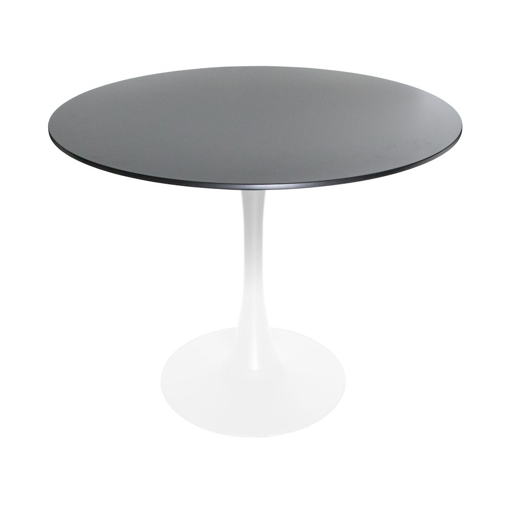 5-Piece Dining Set 35" Round Dining Table in Chrome - Transparent Red. Picture 9