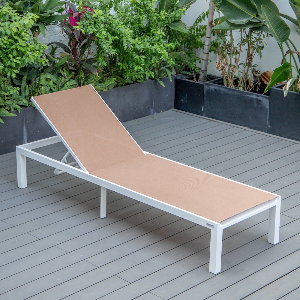 Marlin Patio Chaise Lounge Chair With White Aluminum Frame. Picture 7