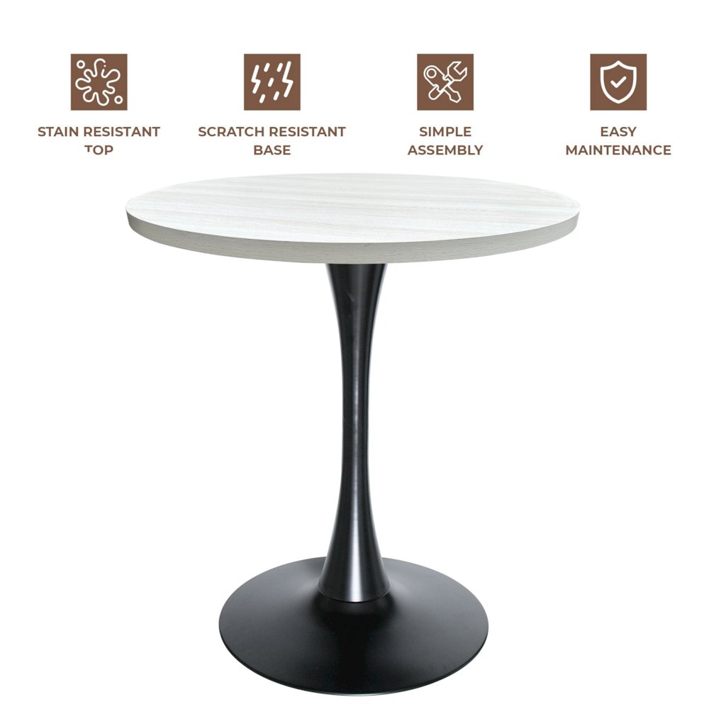 Bristol Dining table, Black Base with 27 Round Light Natural MDF top. Picture 4