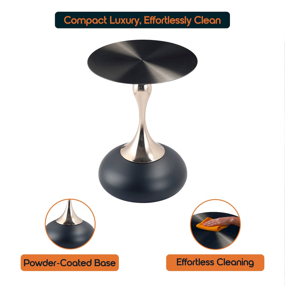 Savoy Collection Modern End Table In Matt Black. Picture 15