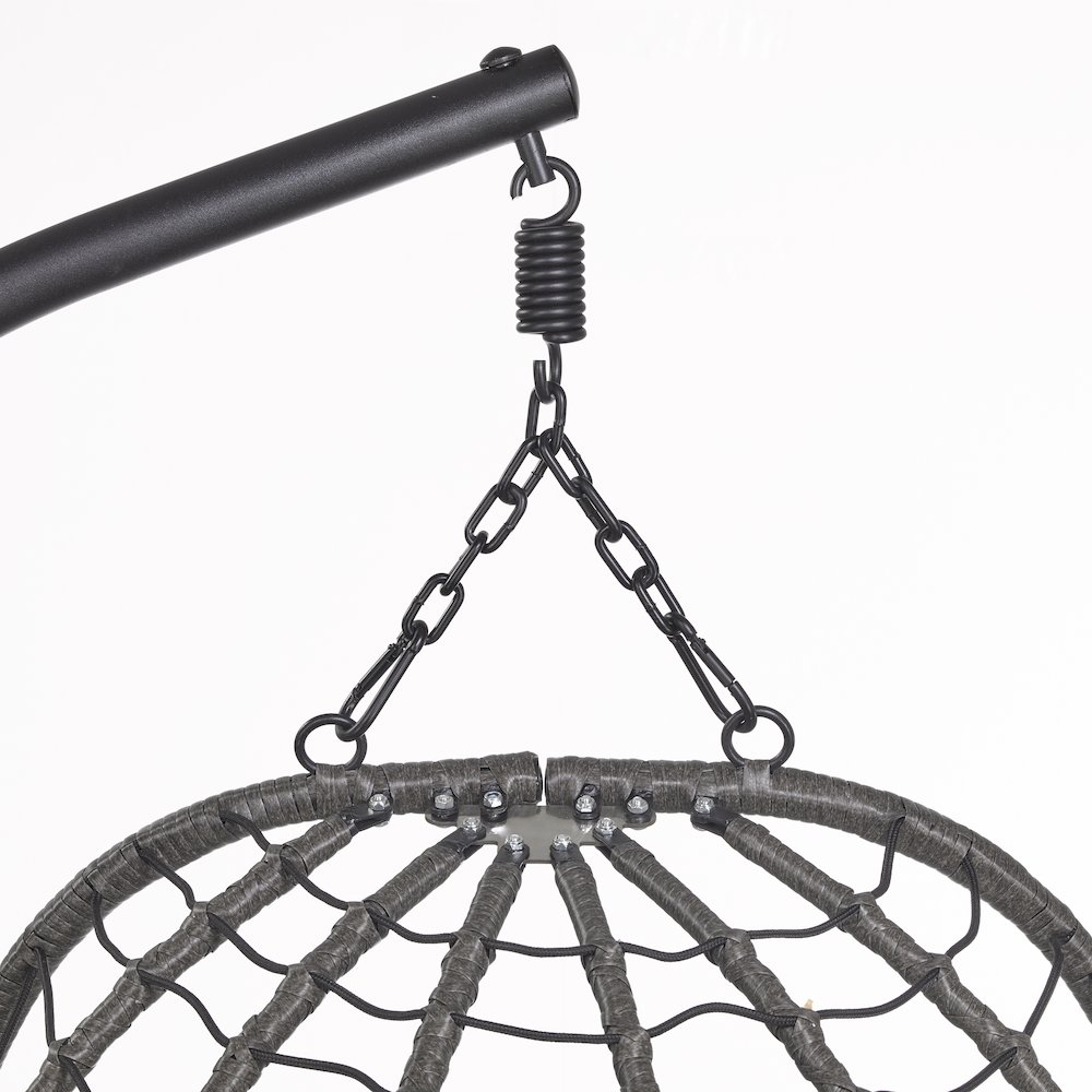 Summit Series Outdoor Egg Swing Chair In Black With CHarcoal Cushions. Picture 14