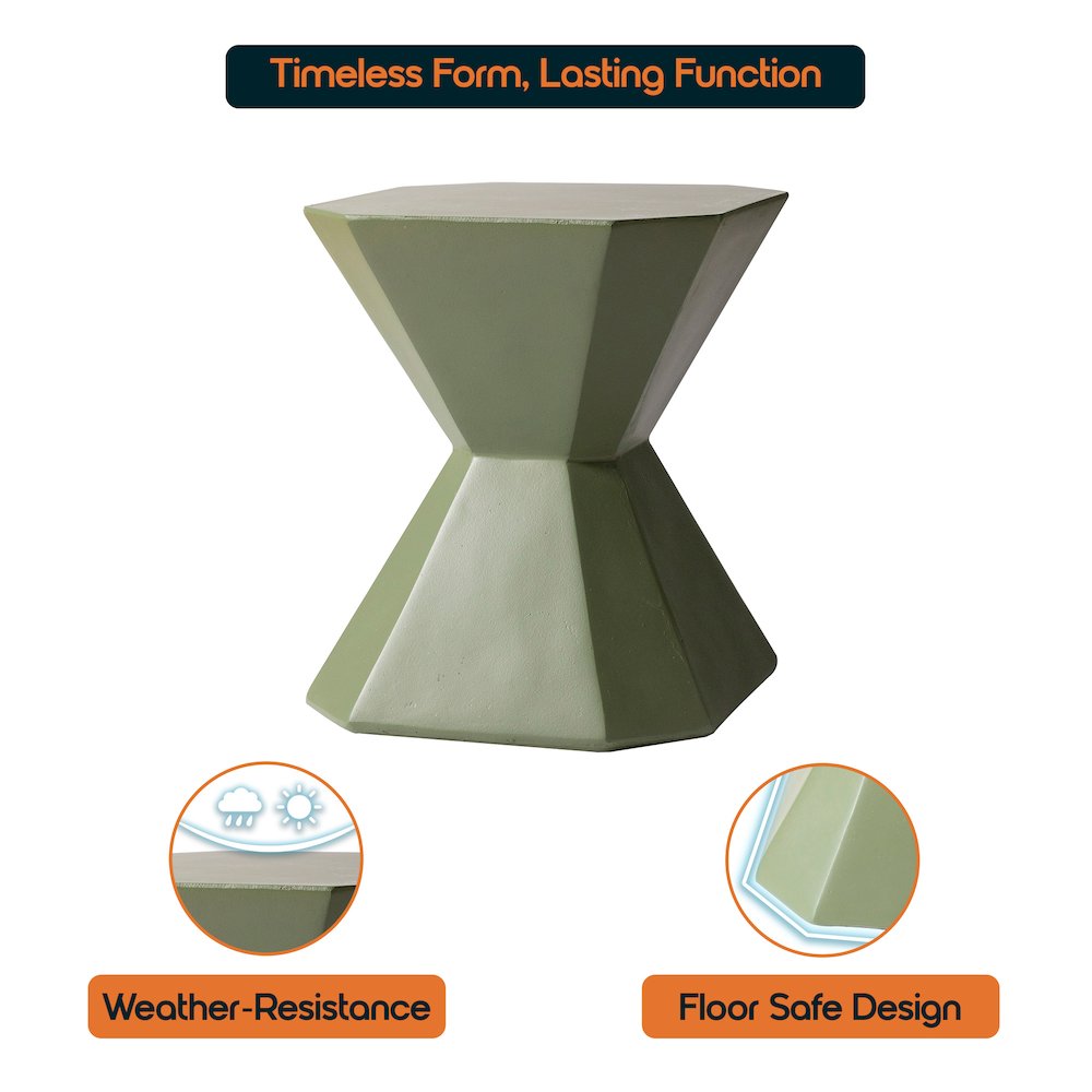 Azure Collection Fiberglass Outdoor Side Table in Olive Green. Picture 20