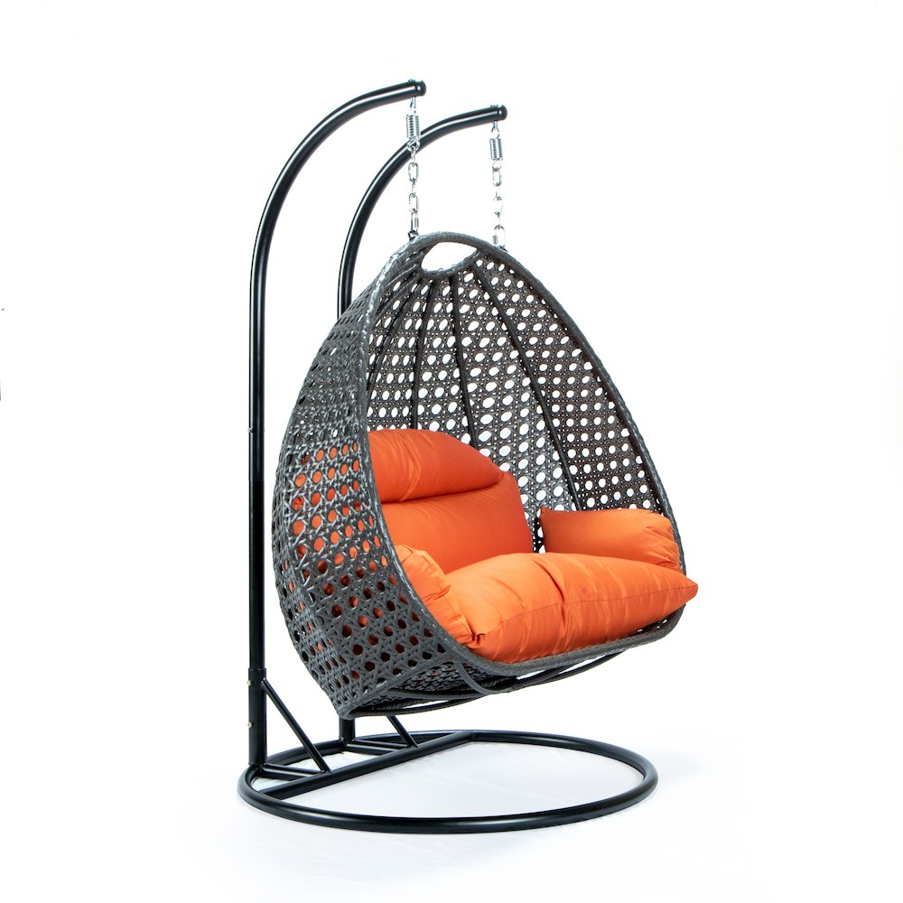 Charcoal Wicker Hanging 2 person Egg Swing Chair. Picture 2