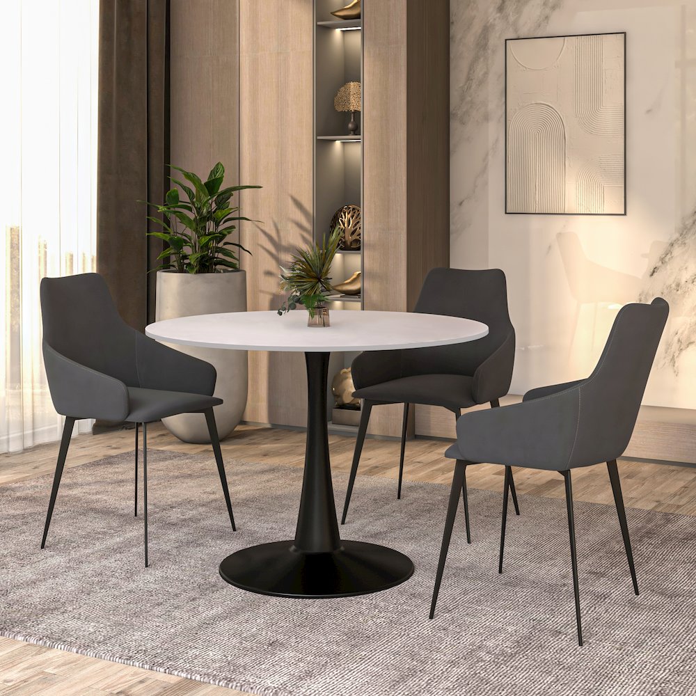 Bristol, 40" Round dining table in Black Base with White top. Picture 11