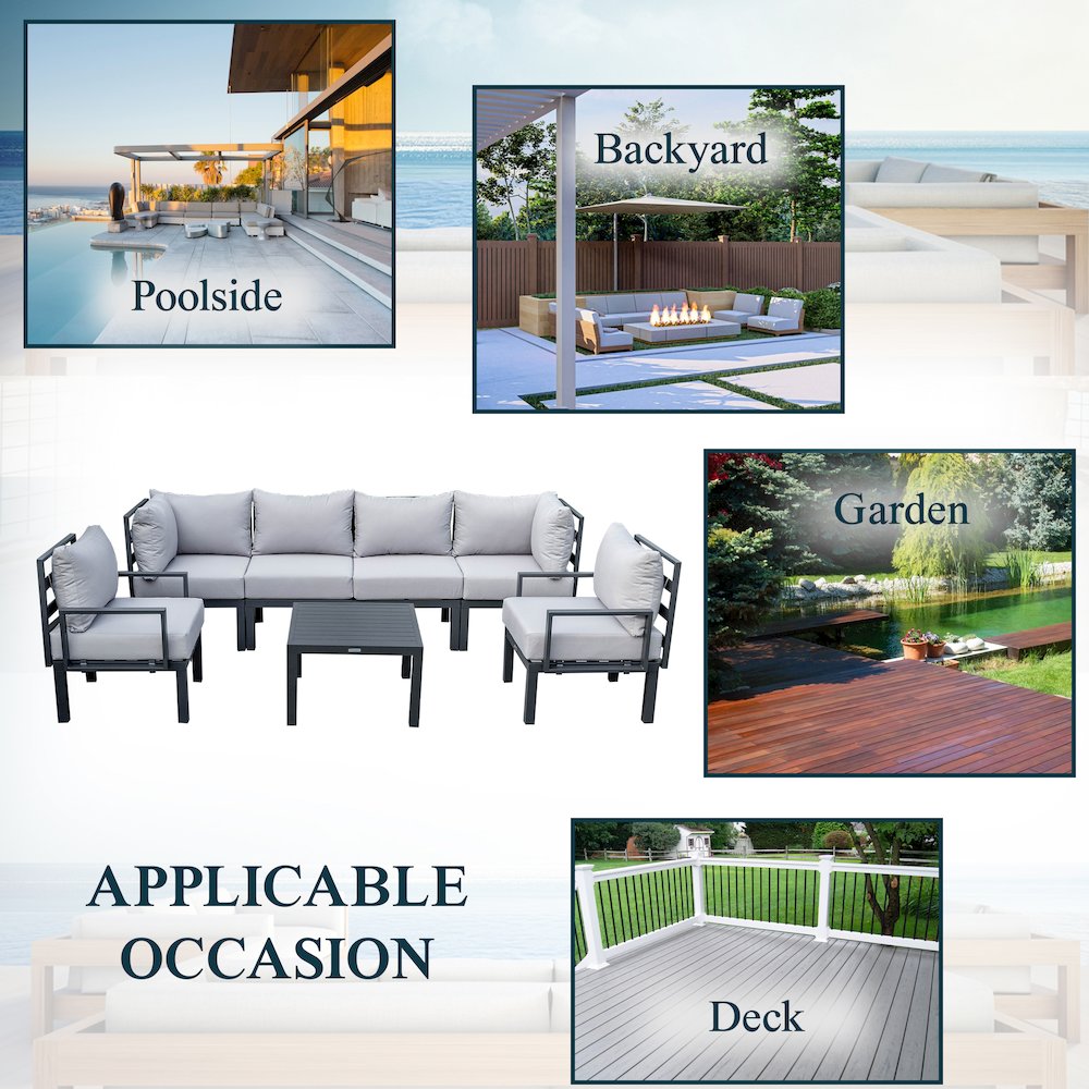 Chelsea 7-Piece Patio Sectional And Coffee Table. Picture 7