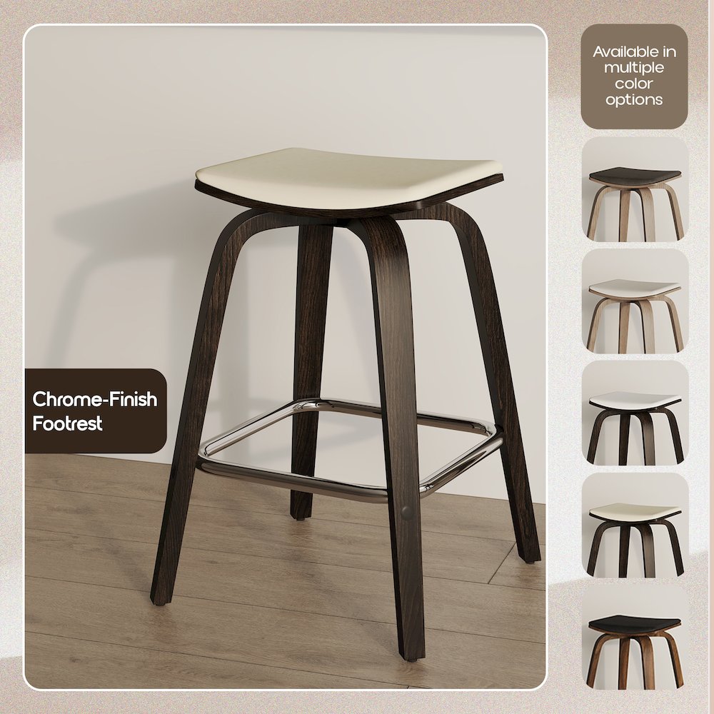 Wooden Counter Stool in Taupe. Picture 3