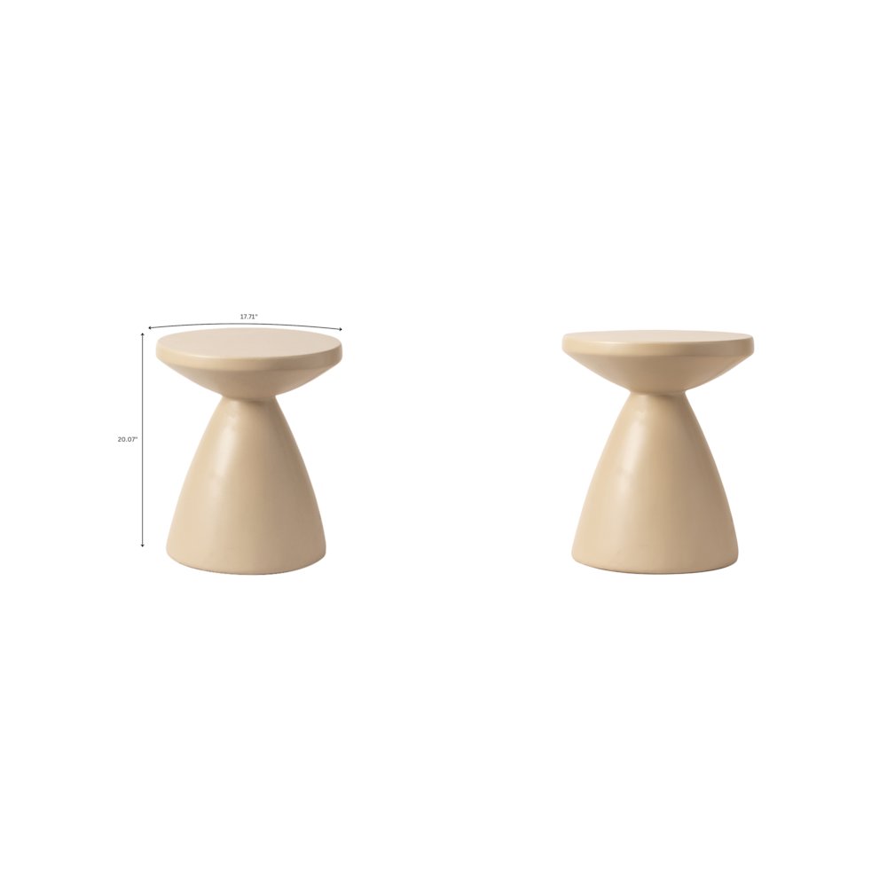Dune Collection Fiberglass Outdoor Side Table in Beige. Picture 11