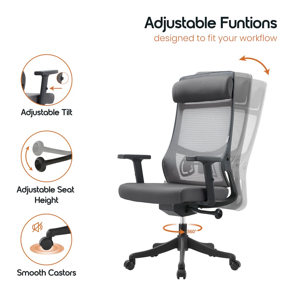 Office Dale Series Office Task Chair In Grey. Picture 17