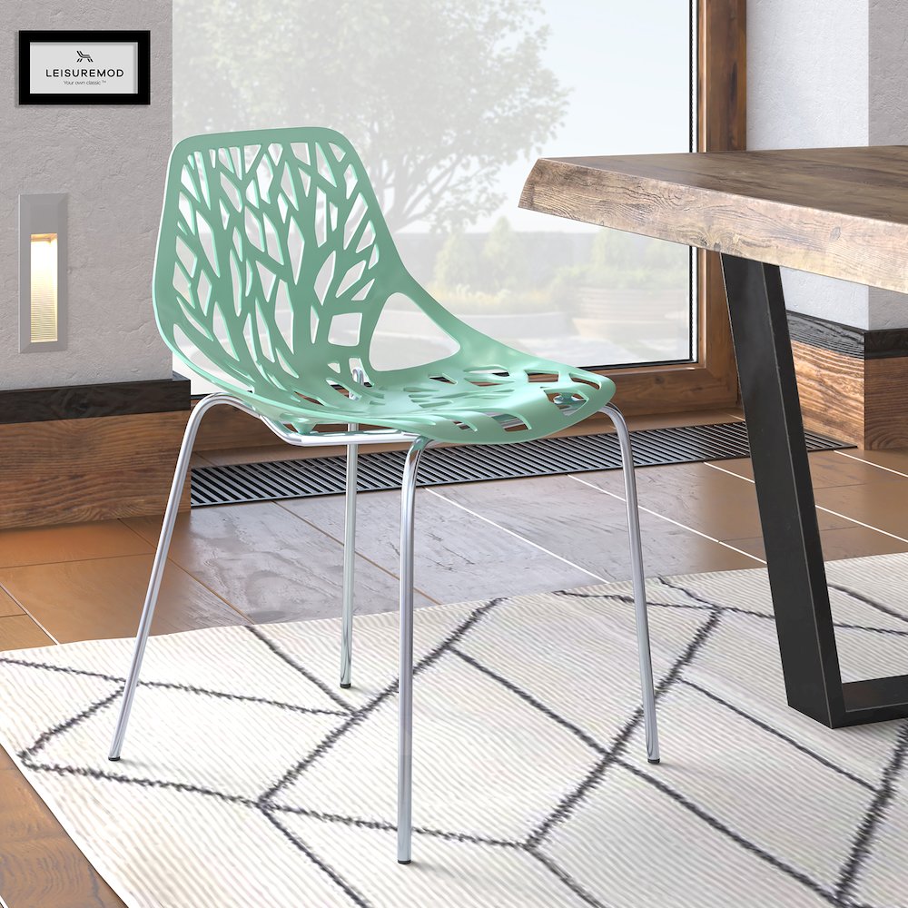 Modern Asbury Dining Chair w/ Chromed Legs, Set of 2. Picture 12