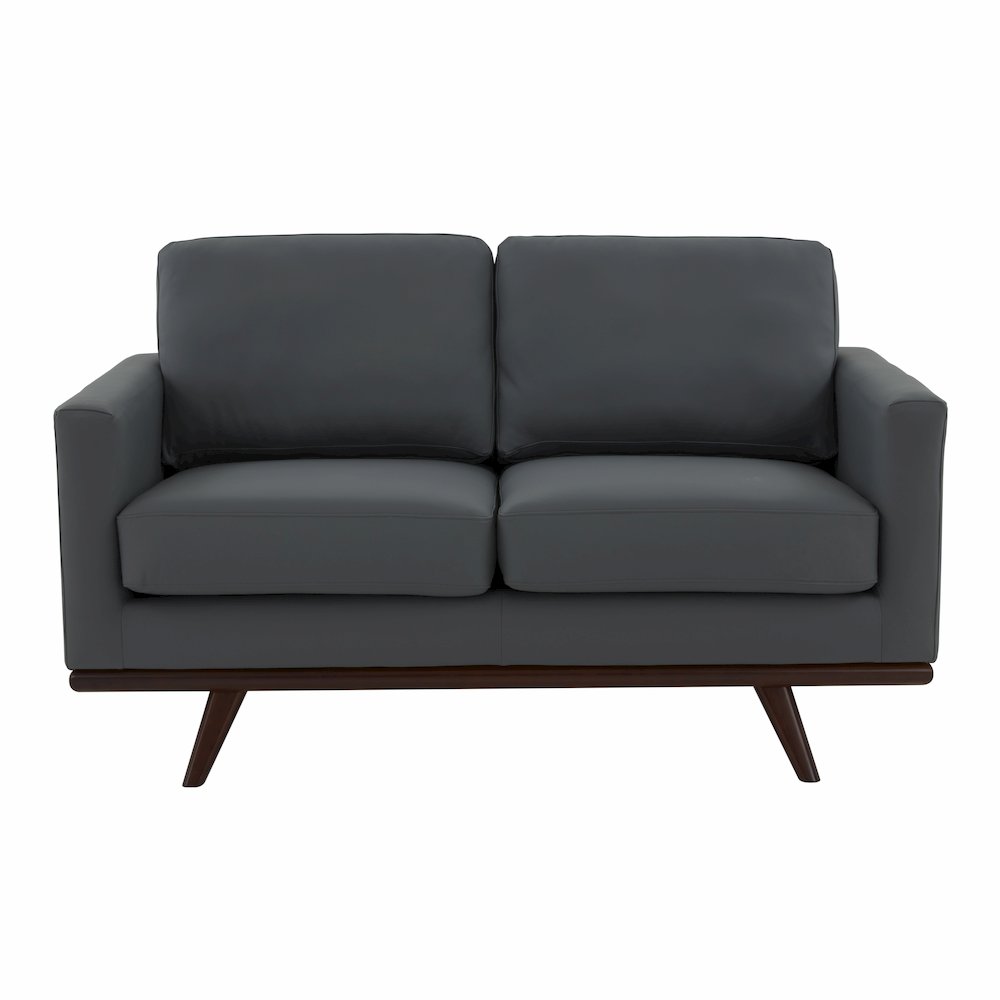 Chester Modern Leather Loveseat With Birch Wood Base. Picture 8