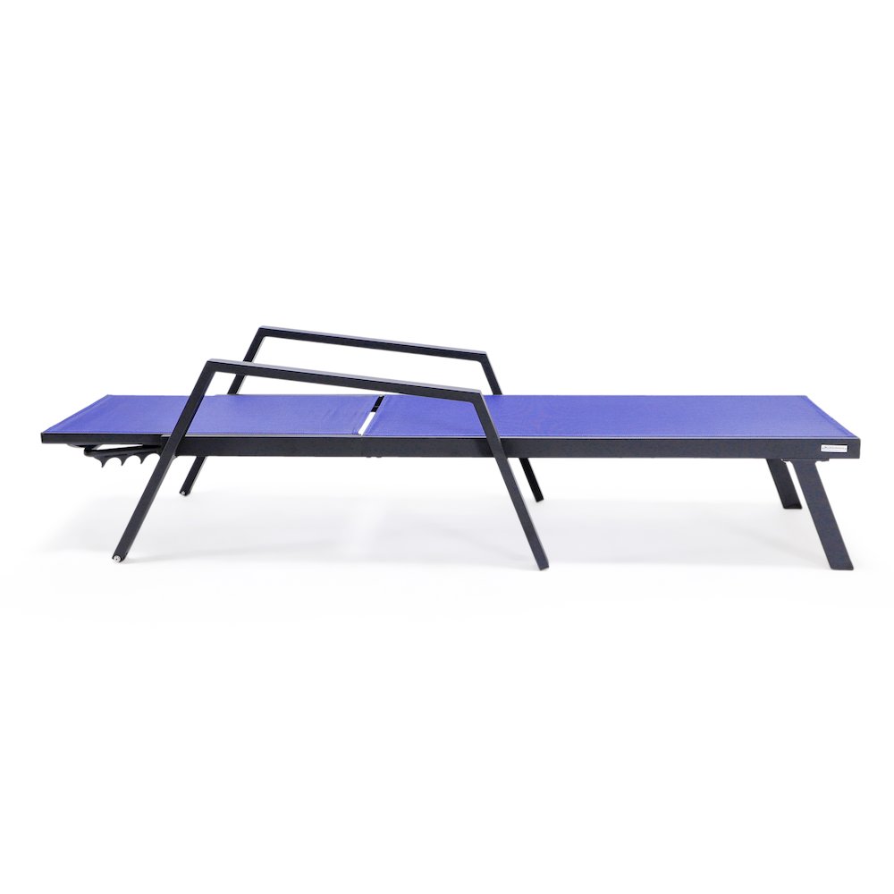Marlin Patio Chaise Lounge Chair With Armrests in Black Aluminum Frame. Picture 10
