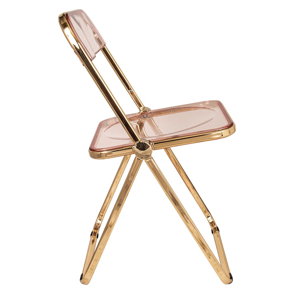 Lawrence Acrylic Folding Chair With Gold Metal Frame. Picture 12
